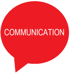 Word bubble with the word Communication.